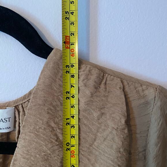 NWT Self Contrast Anthropologie Tan Brown Long Sleeve Tunic Blouse size Medium - Picture 9 of 10